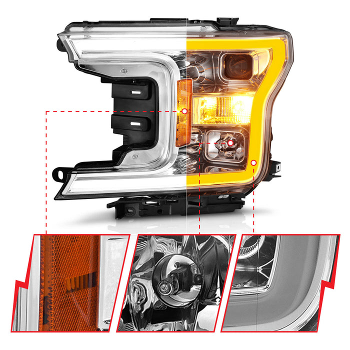 Anzo USA 111510 Projector Headlight Set; w/Plank Style Switchback; Chorme Housing; Pair; - Truck Part Superstore