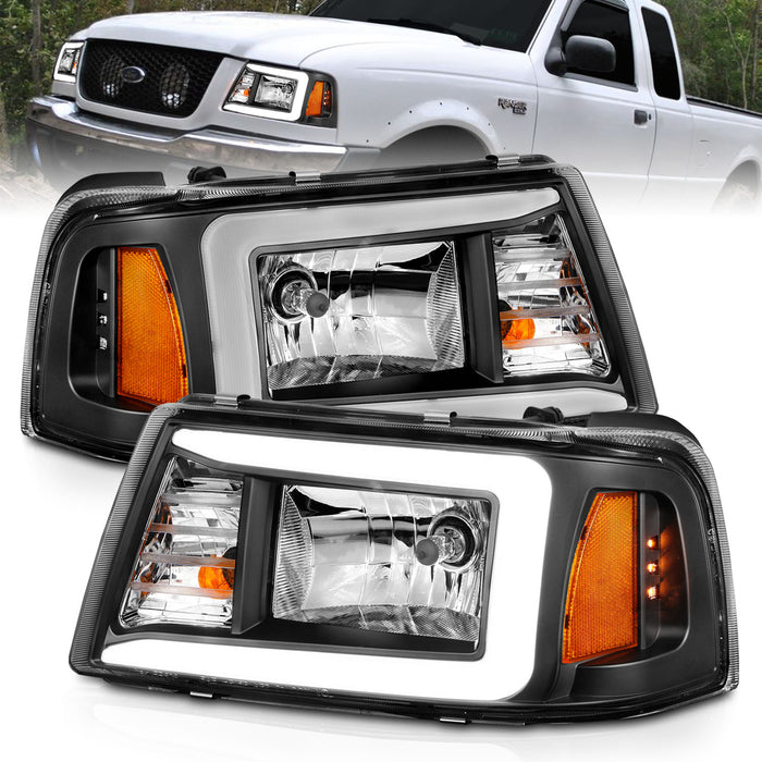 Anzo USA 111511 Crystal Headlight Set; Black Housing; Pair; w/Light Bar; - Truck Part Superstore