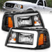 Anzo USA 111511 Crystal Headlight Set; Black Housing; Pair; w/Light Bar; - Truck Part Superstore