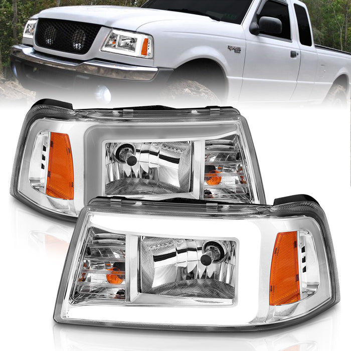 Anzo USA 111512 Crystal Headlight Set; Chorme Housing; Pair; w/Light Bar; - Truck Part Superstore