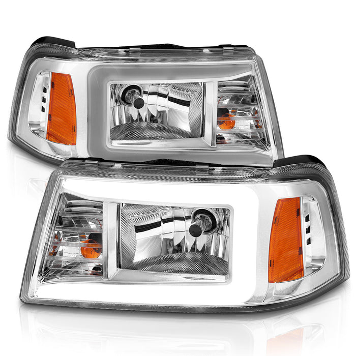 Anzo USA 111512 Crystal Headlight Set; Chorme Housing; Pair; w/Light Bar; - Truck Part Superstore