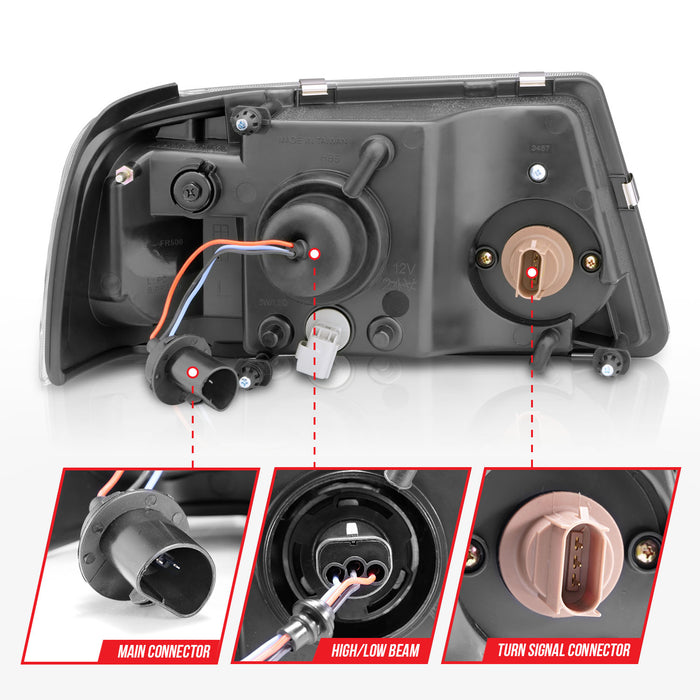 Anzo USA 111512 Crystal Headlight Set; Chorme Housing; Pair; w/Light Bar; - Truck Part Superstore