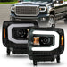 Anzo USA 111513 Projector Headlight Set w/Halo; Clear Lens; Black Housing; w/Light Bar; Pair; - Truck Part Superstore