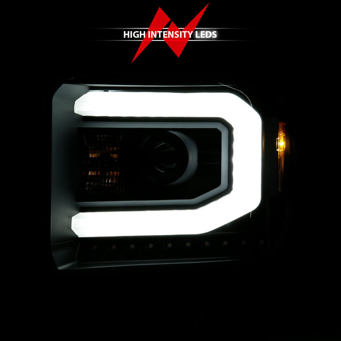 Anzo USA 111513 Projector Headlight Set w/Halo; Clear Lens; Black Housing; w/Light Bar; Pair; - Truck Part Superstore
