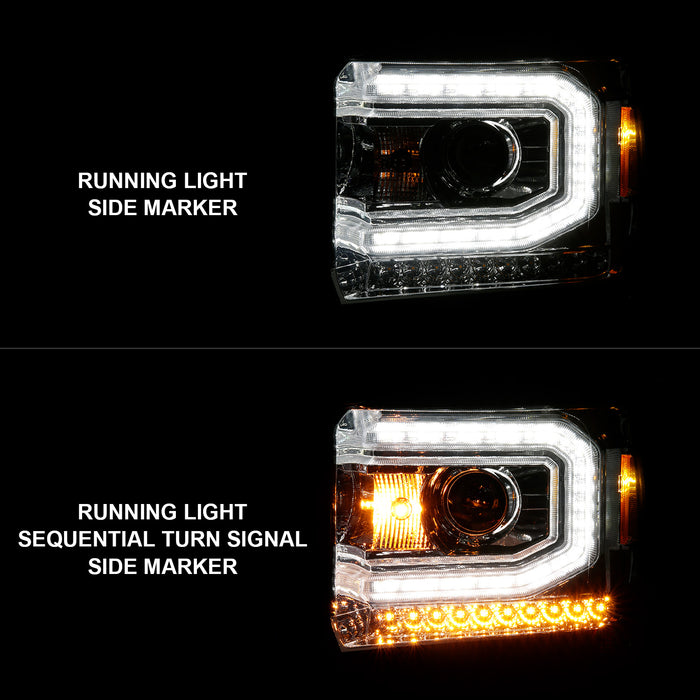 Anzo USA 111514 Projector Headlight Set w/Halo; Clear Lens; Chorme Housing; w/Light Bar; Pair; - Truck Part Superstore