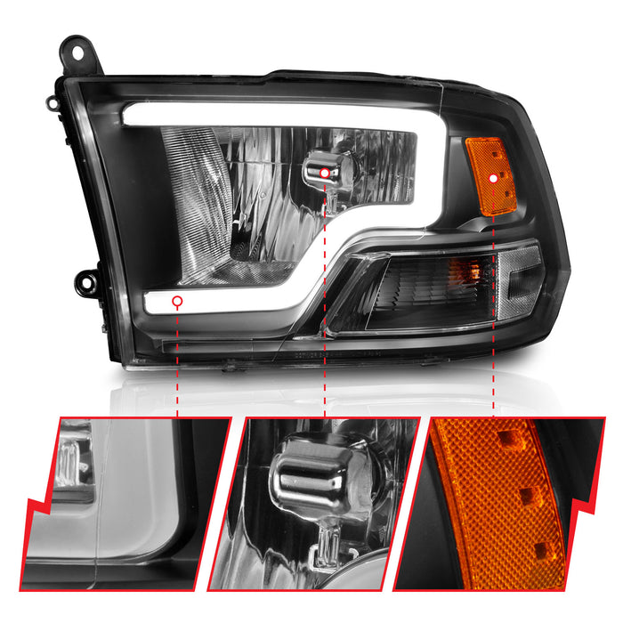 Anzo USA 111515 Crystal Headlight Set; Black Housing; Pair; w/Light Bar; - Truck Part Superstore