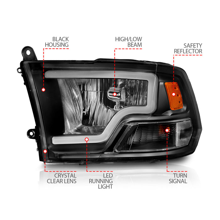 Anzo USA 111515 Crystal Headlight Set; Black Housing; Pair; w/Light Bar; - Truck Part Superstore