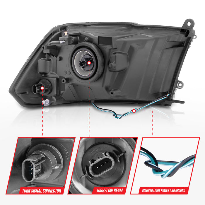 Anzo USA 111515 Crystal Headlight Set; Black Housing; Pair; w/Light Bar; - Truck Part Superstore