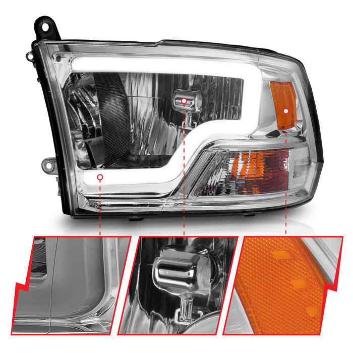 Anzo USA 111516 Crystal Headlight Set; Chorme Housing; Pair; w/Light Bar; - Truck Part Superstore