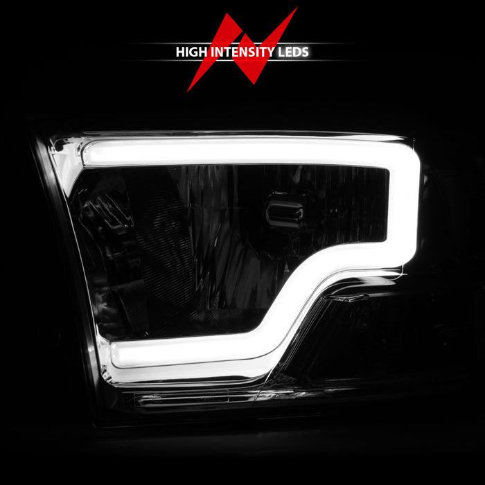 Anzo USA 111516 Crystal Headlight Set; Chorme Housing; Pair; w/Light Bar; - Truck Part Superstore