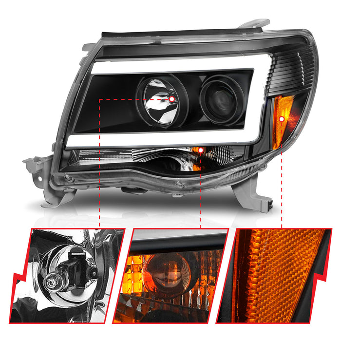Anzo USA 111517 Projector Headlight Set; Clear Lens; Black Housing; w/Light Bar; Pair; - Truck Part Superstore