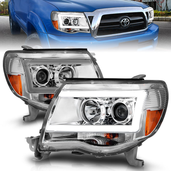 Anzo USA 111518 Projector Headlight Set; Clear Lens; Chorme Housing; w/Light Bar; Pair; - Truck Part Superstore