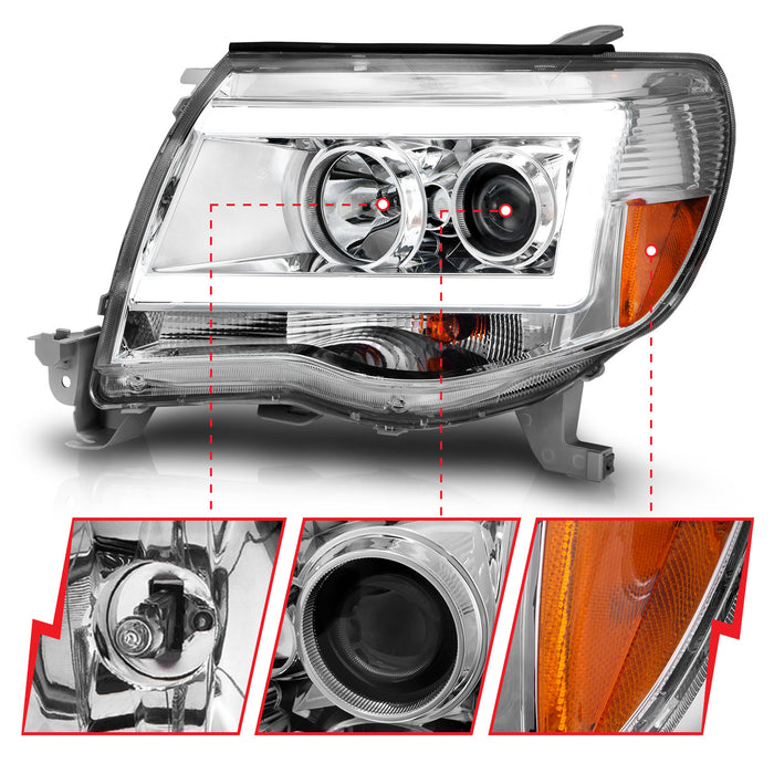 Anzo USA 111518 Projector Headlight Set; Clear Lens; Chorme Housing; w/Light Bar; Pair; - Truck Part Superstore