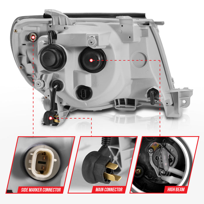 Anzo USA 111518 Projector Headlight Set; Clear Lens; Chorme Housing; w/Light Bar; Pair; - Truck Part Superstore