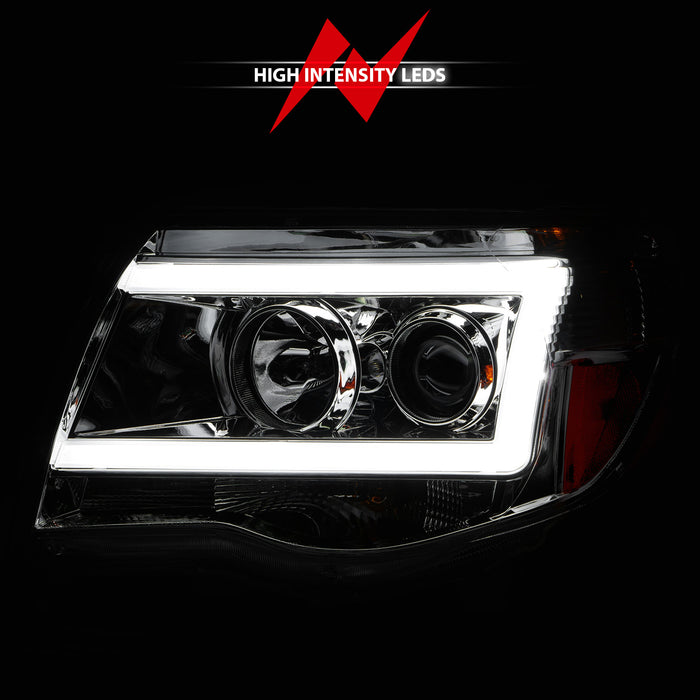 Anzo USA 111518 Projector Headlight Set; Clear Lens; Chorme Housing; w/Light Bar; Pair; - Truck Part Superstore