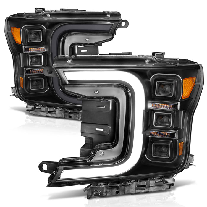 Anzo USA 111520 LED Projector Headlight; Black Housing; w/Smoke Bar Sequential Signal; Pair; - Truck Part Superstore