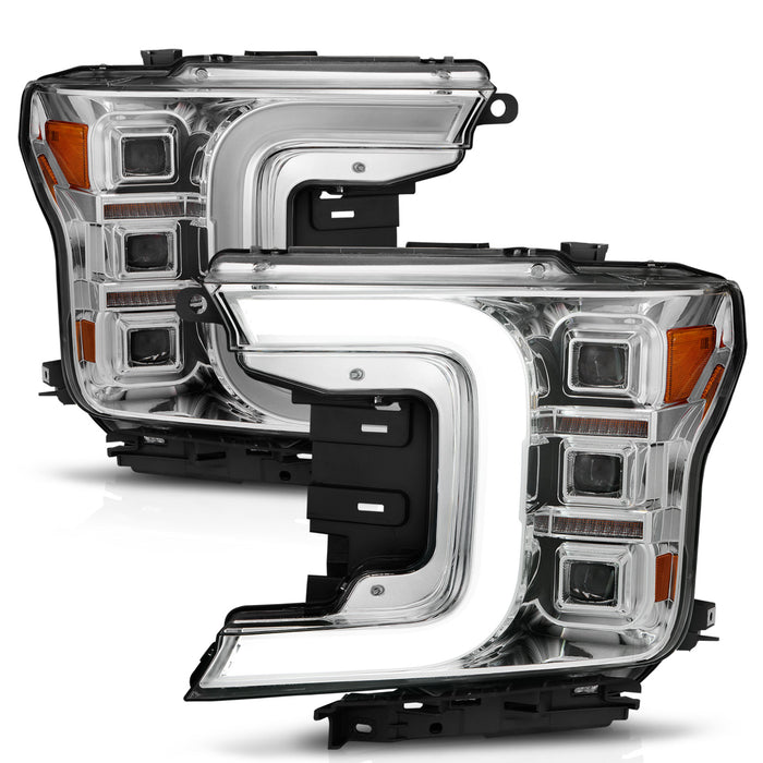 Anzo USA 111521 LED Projector Headlight; Chrome Housing; w/Light Bar Sequential Signal; Pair; - Truck Part Superstore