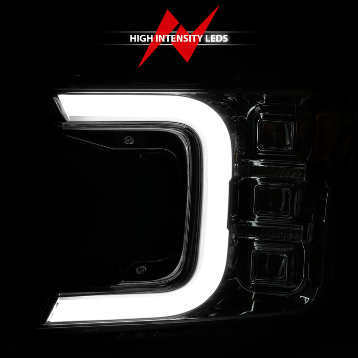 Anzo USA 111521 LED Projector Headlight; Chrome Housing; w/Light Bar Sequential Signal; Pair; - Truck Part Superstore