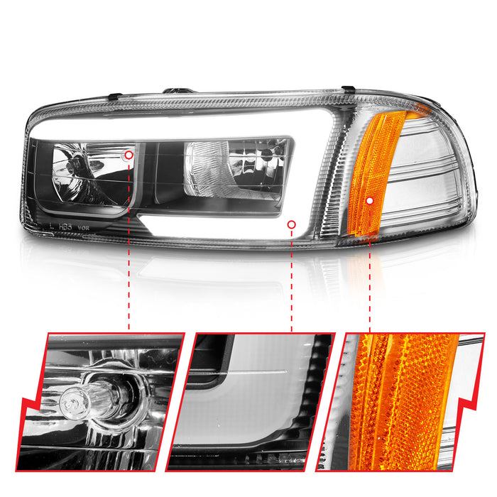 Anzo USA 111522 Crystal Headlight Set; Black Housing; w/Light Bar; - Truck Part Superstore