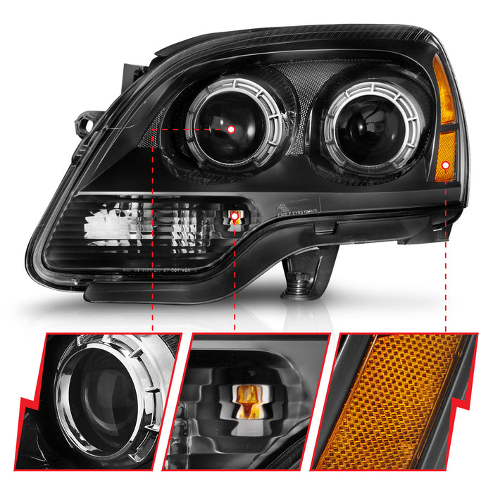 Anzo USA 111523 Crystal Headlight Set; Chrome Housing; w/Light Bar; - Truck Part Superstore