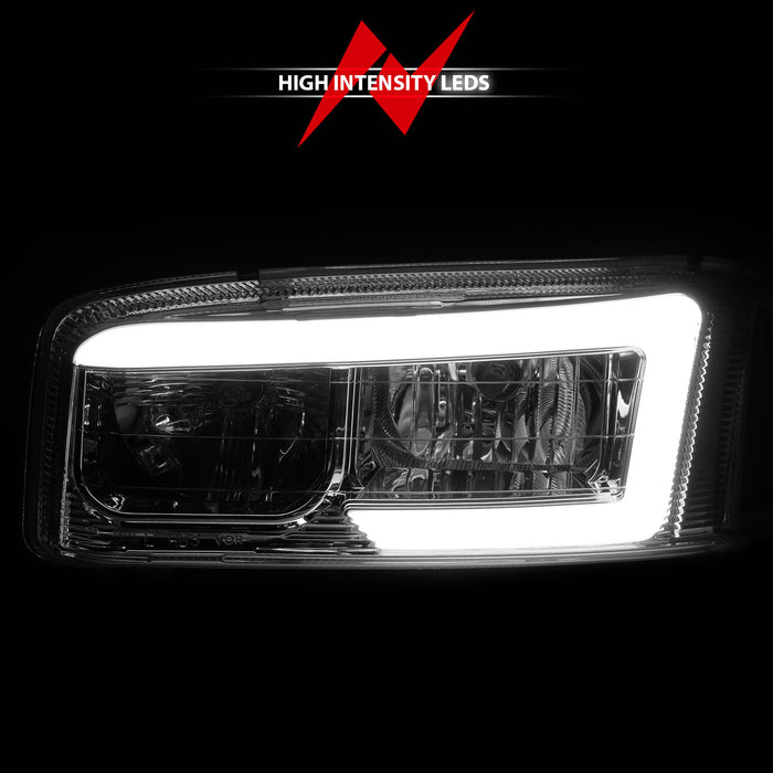 Anzo USA 111523 Crystal Headlight Set; Chrome Housing; w/Light Bar; - Truck Part Superstore