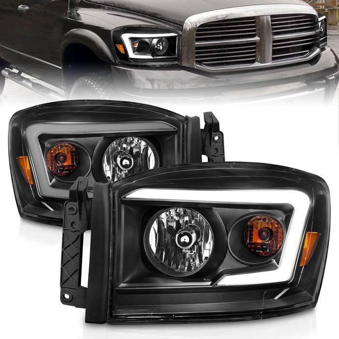 Anzo USA 111524 Crystal Headlight Set; Clear Lens; Black Housing; w/Light Bar; Pair; - Truck Part Superstore