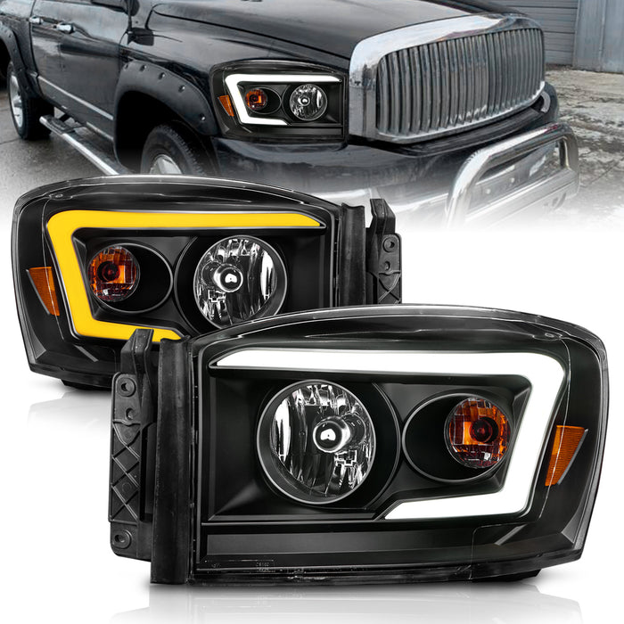 Anzo USA 111526 Crystal Headlight Set; Clear Lens; Black Housing; w/Light Bar Switchback; Pair; - Truck Part Superstore