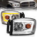 Anzo USA 111527 Crystal Headlight Set; Clear Lens; Chrome Housing; w/Light Bar Switchback; Pair; - Truck Part Superstore