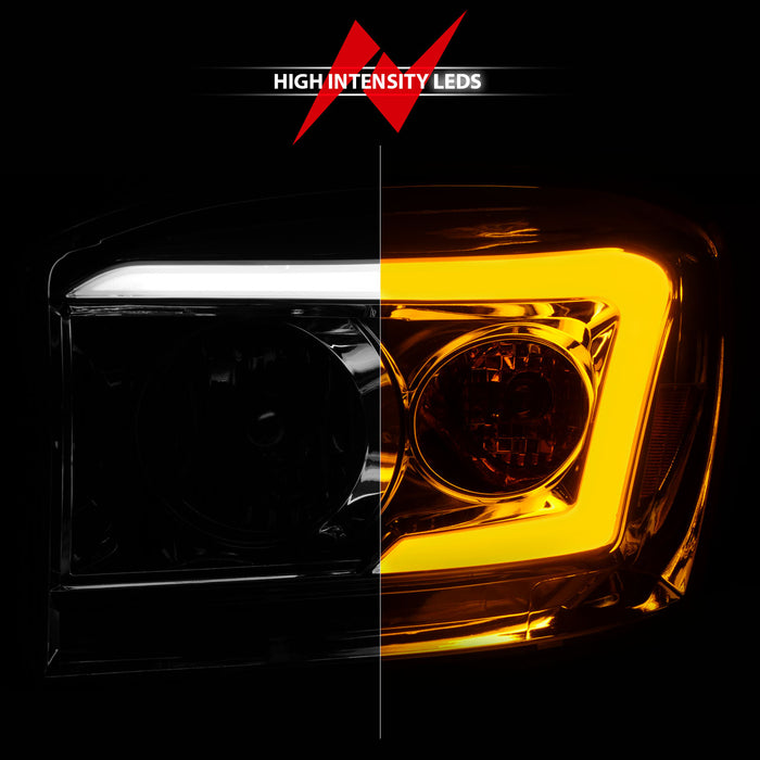 Anzo USA 111527 Crystal Headlight Set; Clear Lens; Chrome Housing; w/Light Bar Switchback; Pair; - Truck Part Superstore