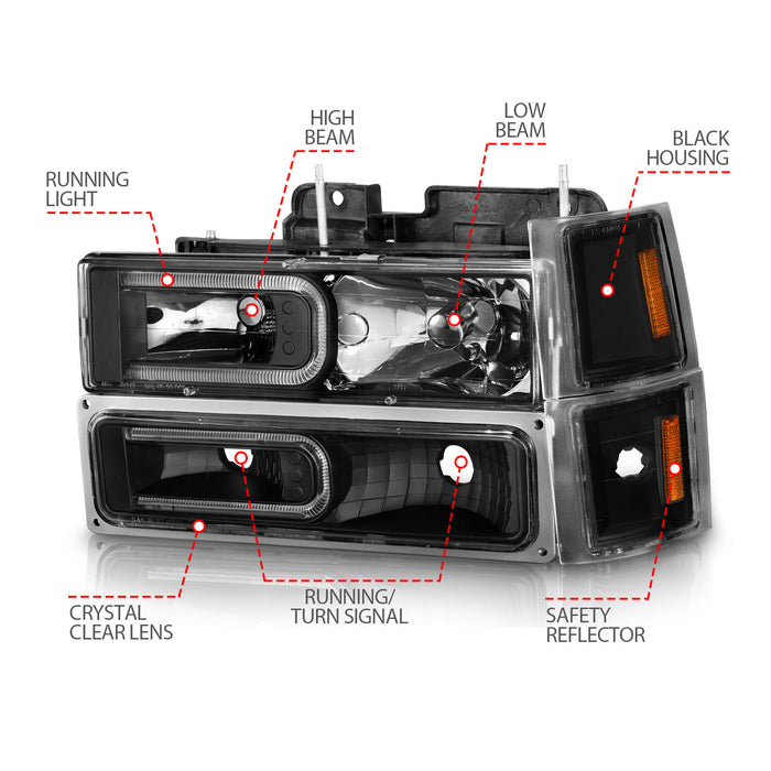 Anzo USA 111528 Crystal Headlight Set - Truck Part Superstore