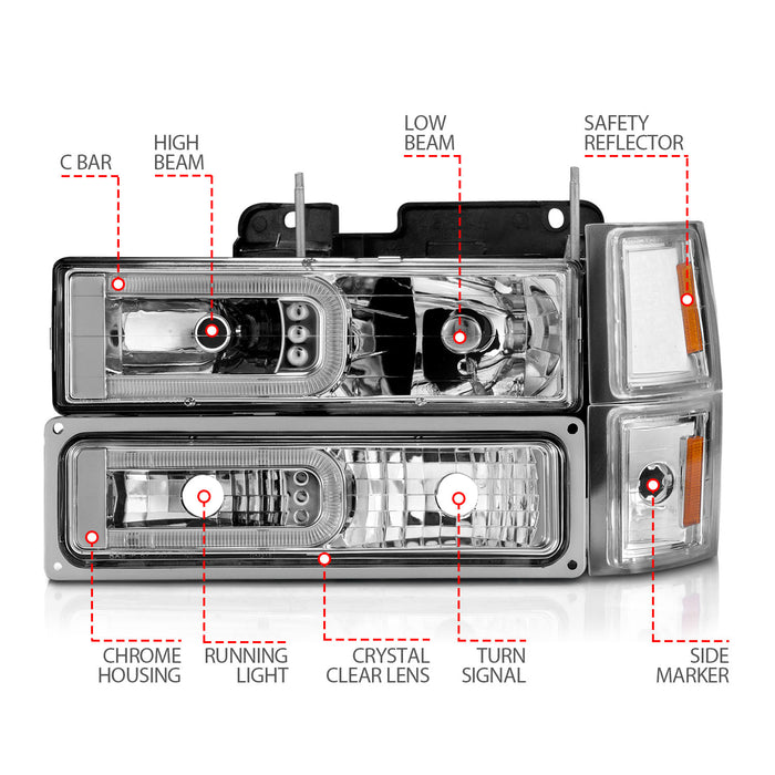 Anzo USA 111529 Crystal Headlight Set - Truck Part Superstore