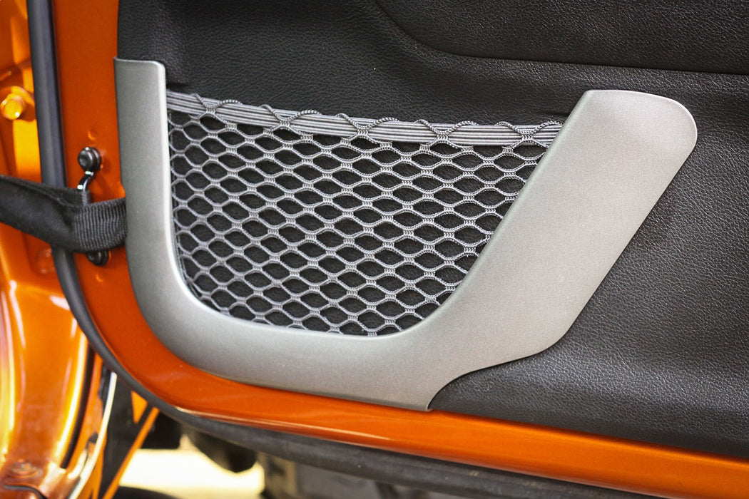 Rugged Ridge 11152.21 Door Net Trim; Pair; For Front Doors; Brushed Silver; - Truck Part Superstore