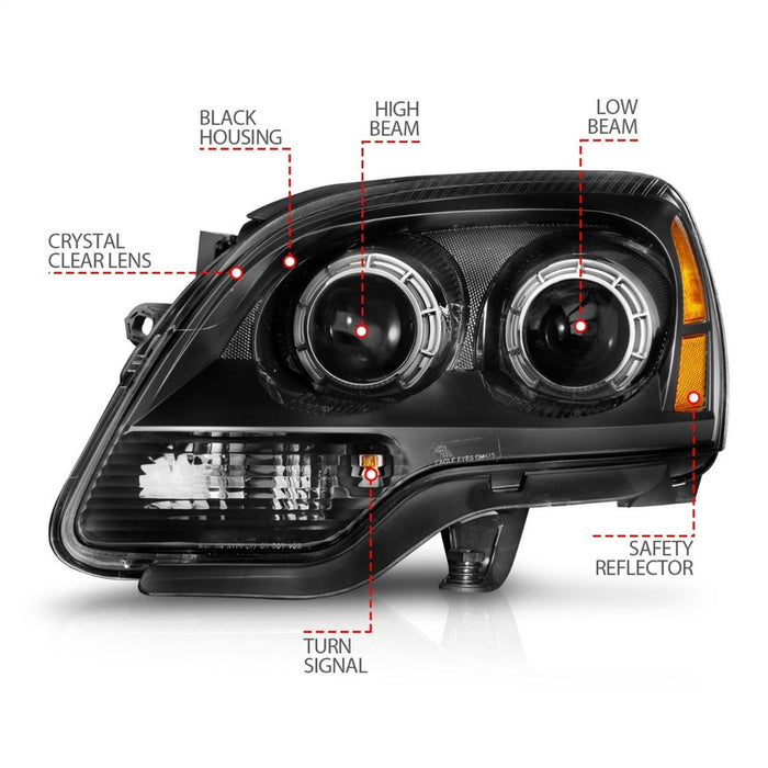 Anzo USA 111530 Projector Headlight Set; Clear Lens; Black Housing; Pair; - Truck Part Superstore