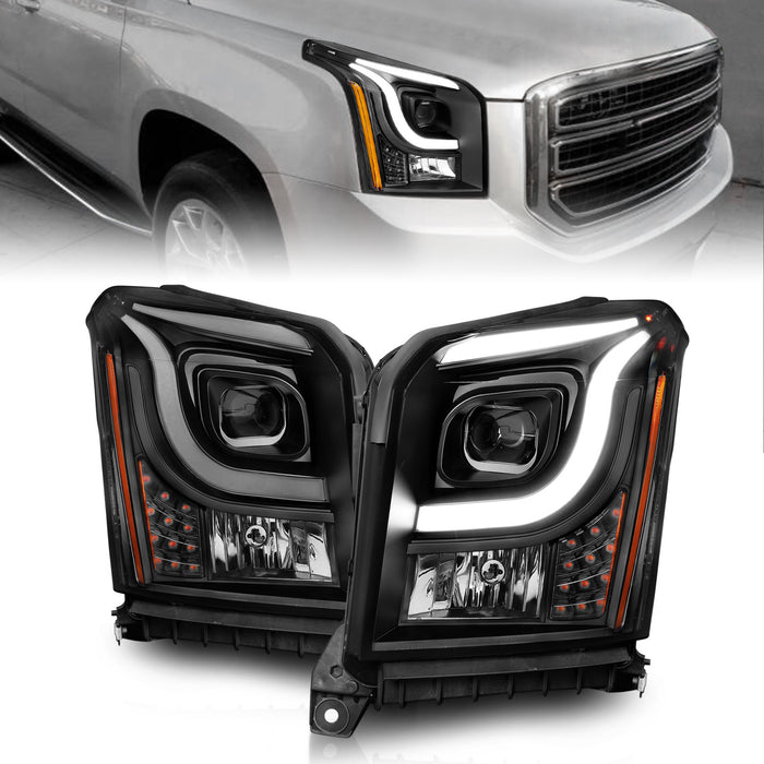 Anzo USA 111535 Projector Headlight Set; Clear Lens; Black Housing; w/Light Bar; Pair; - Truck Part Superstore