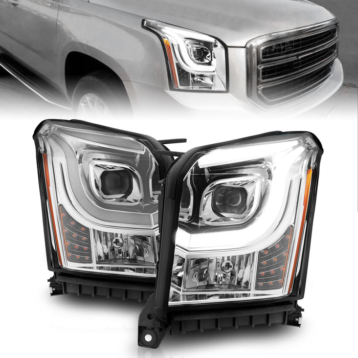 Anzo USA 111536 Projector Headlight Set; Clear Lens; Chrome Housing; w/Light Bar; Pair; - Truck Part Superstore