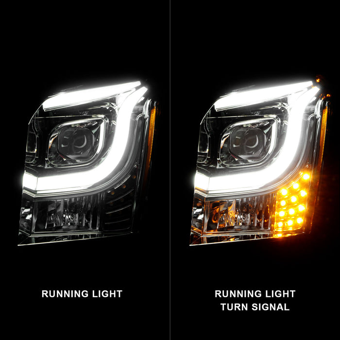 Anzo USA 111536 Projector Headlight Set; Clear Lens; Chrome Housing; w/Light Bar; Pair; - Truck Part Superstore