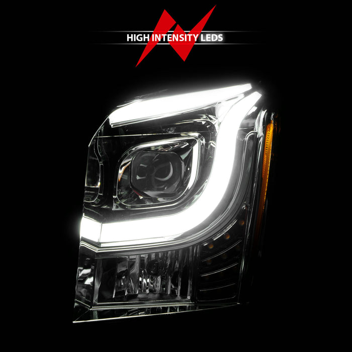 Anzo USA 111536 Projector Headlight Set; Clear Lens; Chrome Housing; w/Light Bar; Pair; - Truck Part Superstore