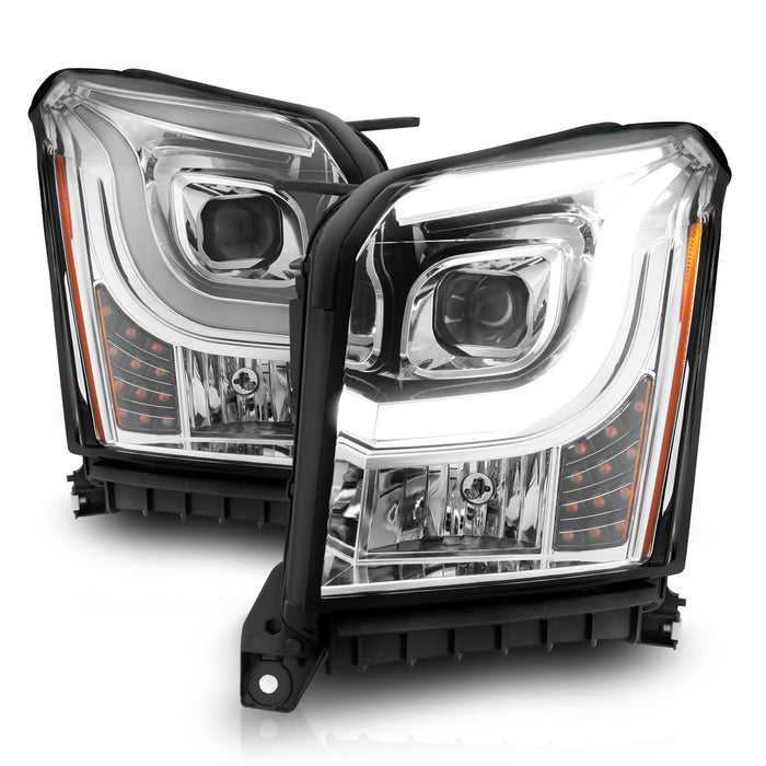 Anzo USA 111536 Projector Headlight Set; Clear Lens; Chrome Housing; w/Light Bar; Pair; - Truck Part Superstore