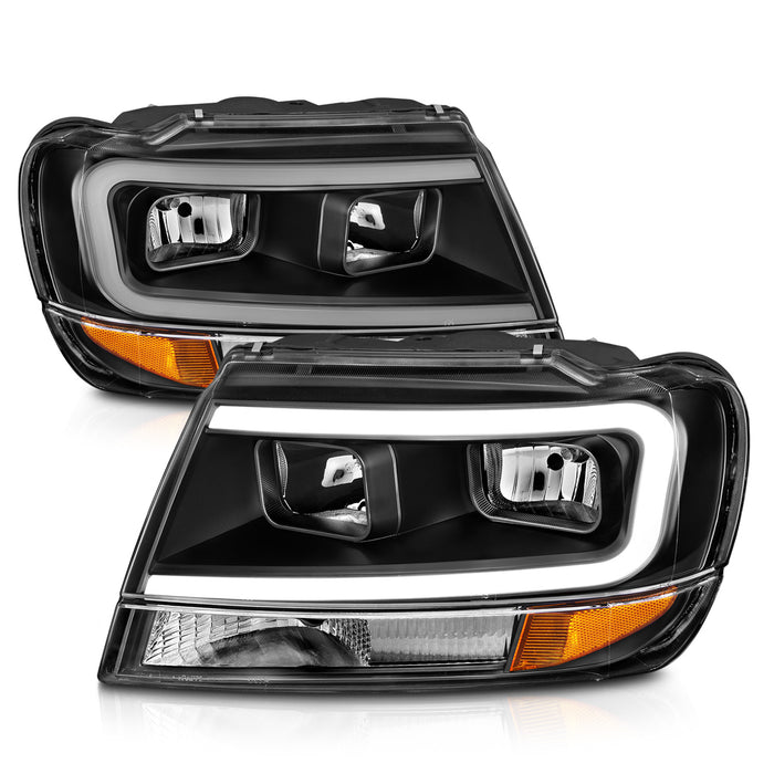 Anzo USA 111537 Crystal Headlight Set; Black Housing; Pair; w/Light Bar; - Truck Part Superstore