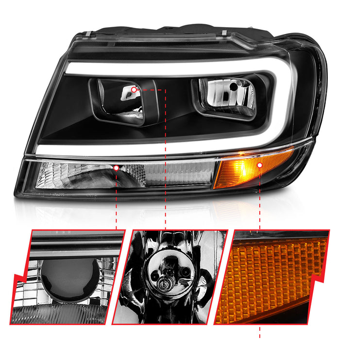 Anzo USA 111537 Crystal Headlight Set; Black Housing; Pair; w/Light Bar; - Truck Part Superstore