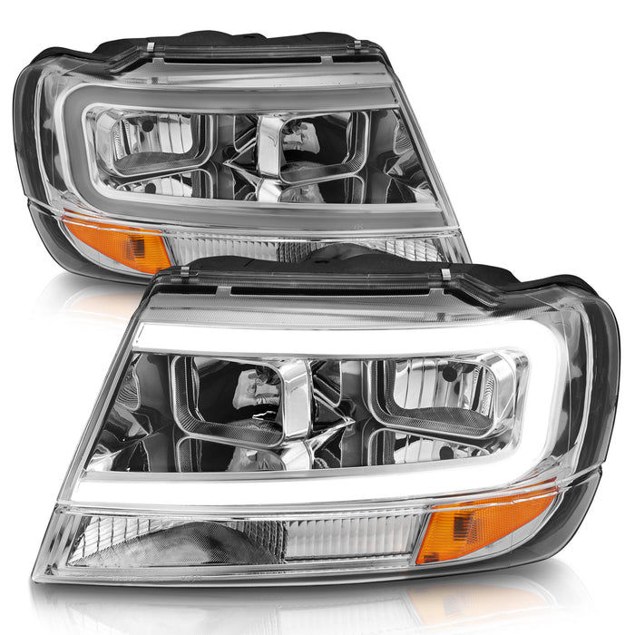 Anzo USA 111538 Crystal Headlight Set; Chrome Housing; Pair; w/Light Bar; - Truck Part Superstore
