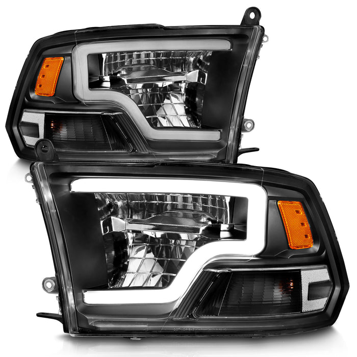 Anzo USA 111539 LED Projector Headlight; LED Square; Black Housing; w/Light Bar; Pair; - Truck Part Superstore