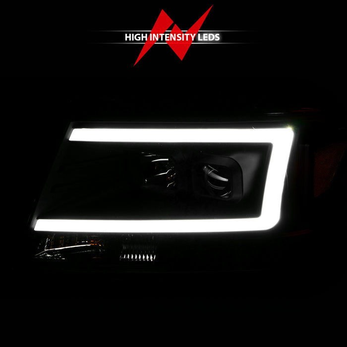 Anzo USA 111541 Projector Headlight Set; Clear Lens; Black Housing; w/Light Bar; Pair; - Truck Part Superstore