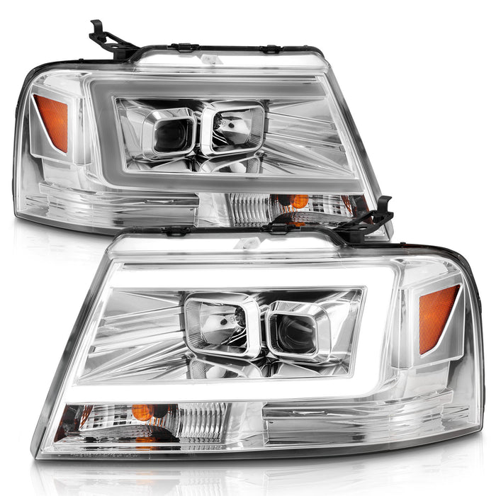 Anzo USA 111542 Projector Headlight Set; Clear Lens; Chrome Housing; w/Light Bar; Pair; - Truck Part Superstore