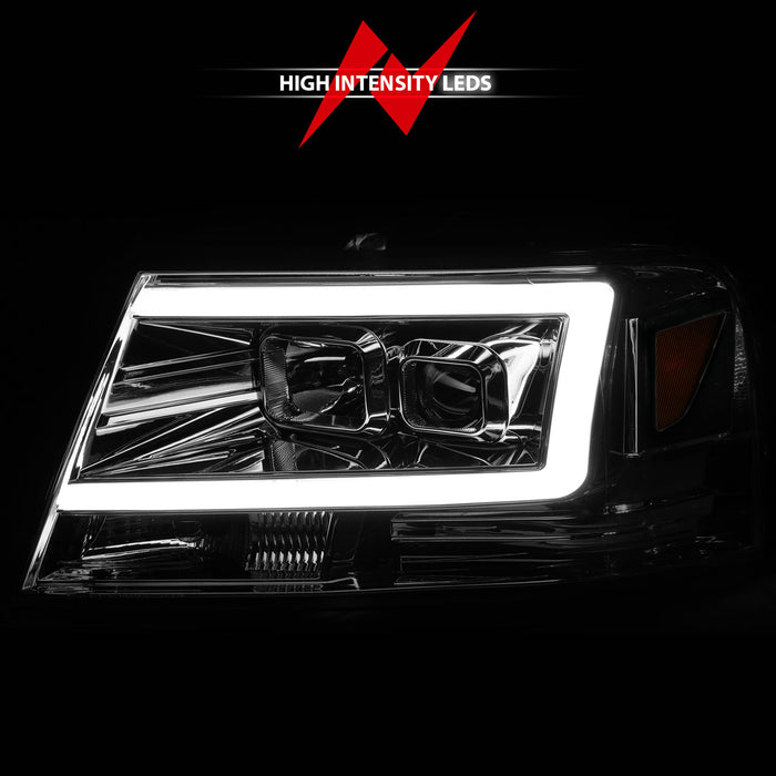 Anzo USA 111542 Projector Headlight Set; Clear Lens; Chrome Housing; w/Light Bar; Pair; - Truck Part Superstore