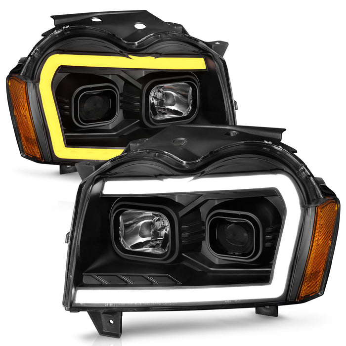 Anzo USA 111543 Projector Headlight Set; Black Housing; w/Light Bar Switchback; - Truck Part Superstore