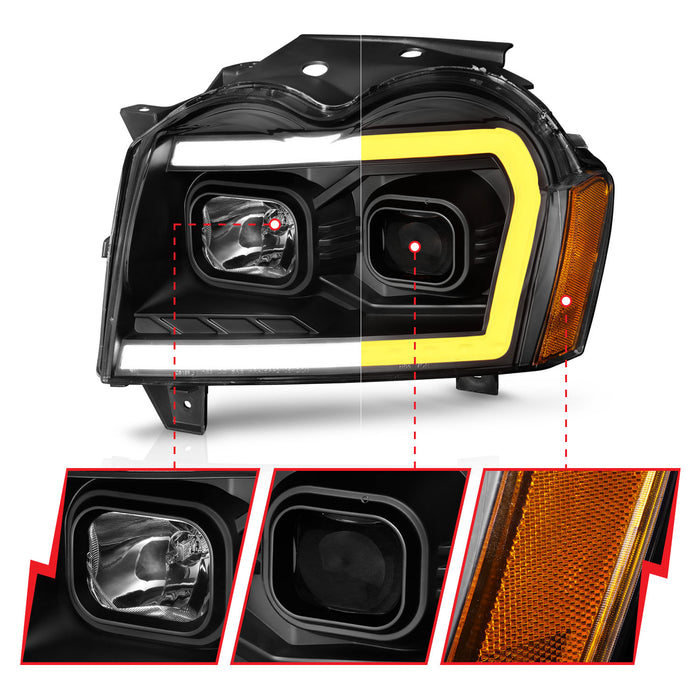 Anzo USA 111543 Projector Headlight Set; Black Housing; w/Light Bar Switchback; - Truck Part Superstore