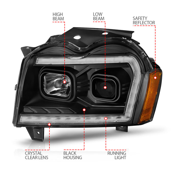 Anzo USA 111543 Projector Headlight Set; Black Housing; w/Light Bar Switchback; - Truck Part Superstore