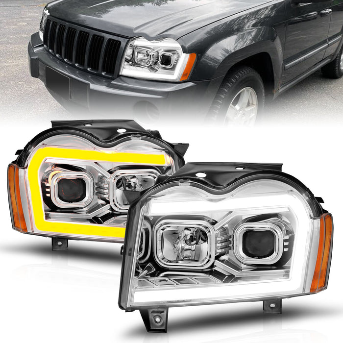 Anzo USA 111544 Projector Headlight Set; Chrome Housing; w/Light Bar Switchback; - Truck Part Superstore