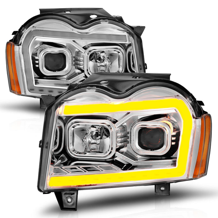 Anzo USA 111544 Projector Headlight Set; Chrome Housing; w/Light Bar Switchback; - Truck Part Superstore